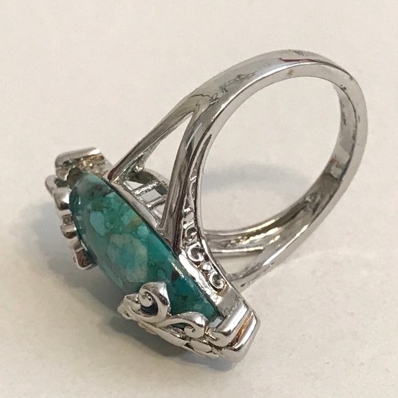 Silver Native SouthWestern Turquoise Ring 7 8 9 - Picture 9 of 12